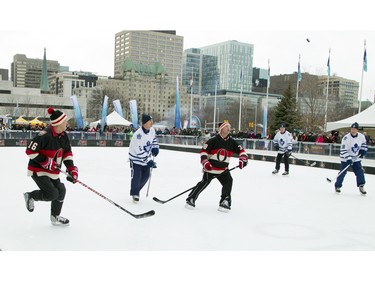 Members of the Senators Alumni took on members of the Maple Leafs Alumni in a 3-on-3 game of shinny at the Senators Rink of Dreams, Saturday, Feb. 6, 2016.