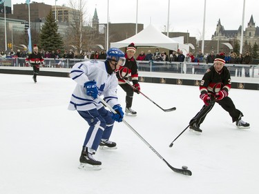 Members of the Senators Alumni took on members of the Maple Leafs Alumni in a 3-on-3 game of shinny at the Senators Rink of Dreams, Saturday, Feb. 6, 2016.