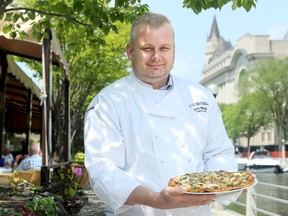 National Arts Centre Executive Chef, John Morris, shows his delicious Mushroom and Asparagus Pizza, made from local ingredients.