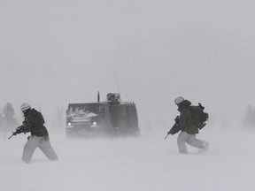 English/Anglais
PA2012-0030-091
13 March, 2012 
Gratangsbotn, Norway

Soldiers from the 1st Battalion of The Royal Canadian Regiment, Bravo Company, conduct a company attack on an enemy position in the mountains near Gratangsbotn, Norway during Exercise Cold Response.

Approximately 800 soldiers from the 1st Battalion, The Royal Canadian Regiment Battalion Group from Petawawa, Ontario, deployed on Exercise Cold Response 2012 in northern Norway.

Exercise Cold Response is a Norwegian-led, invitational military exercise taking place from the 12th to the 21st of March with 16,000 participants from 14 nations.

Photo credit: Cpl Stuart MacNeil
© 2012 DND-MDN Canada

French/Français
PA2012-0030-091
13 mars 2012 
Gratangsbotn (Norvège)

Des membres de la Compagnie Bravo du 1er Bataillon, The Royal Canadian Regiment, exécutent une attaque de compagnie sur l’ennemi dans les montagnes près de Gratangsbotn, en Norvège, lors de l’exercice Cold Response. 

Quelque 800 membres du groupe-bataillon du 1er Bataillo