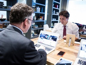 Prime Minister Justin Trudeau participates  in a Twitter hangout last week at Twitter Canada. The government wants to reach out to millennials as future public servants. /PMO photo