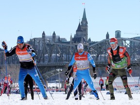 Cross-country skiers from 22 countries prepared for an upcoming race at Jacques Cartier Park in Gatineau Quebec Monday Feb 29, 2016.