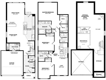 The Madawaska is a 2,406-square-foot two-storey single that includes a two-sided gas fireplace and three bedrooms plus loft.