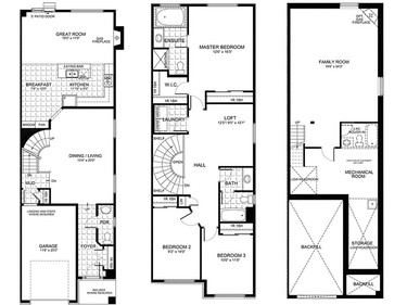 The Red Oak is a 2,607-square-foot semi-detached home (including finished basement) that offers separate formal and informal living spaces and three bedrooms plus loft.
