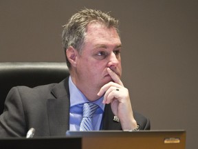 Councillor Mark Taylor at a city hall council meeting.