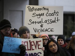 About 200 people gathered for a rally and march in front of the Ottawa Courthouse in solidarity with the survivors who testified against Jian Ghomeshi on Mar. 25, 2016. The rally was modelled after the Toronto one held on Thursday when Ghomeshi was acquitted by an Ontario court judge of four counts of sexual assault and one count of choking.