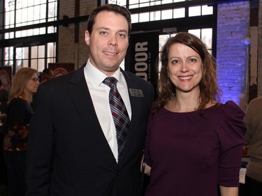 Adam J. Smith, board chair of the Shepherds of Good Hope as well as a board member with its foundation, with his wife, Maria Vranas, at the fourth annual A Taste For Hope culinary event held at Lansdowne's Horticulture Building on Wednesday, March 30, 2016.