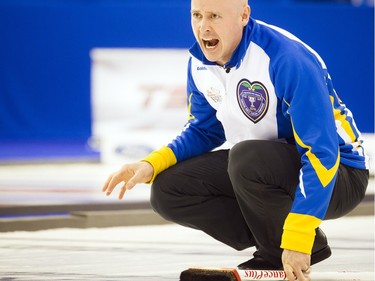 Alberta's skip Kevin Koe during the gold medal game at the Tim Hortons Brier held at TD Place Arena Sunday March 13, 2016.