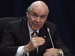 Derek Burney testifies at the Mulroney-Schreiber hearing in Ottawa on Tuesday , March 31, 2009. Four former ambassadors to the United States, including Burney, weigh in with some thoughts about Prime Minister Justin Trudeau's three-day visit to Washington this week, where he'll be feted in the first state dinner for a visiting Canadian in 19 years.