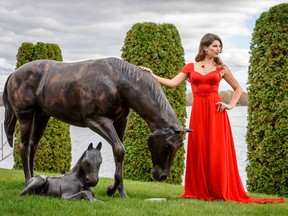 Sarah Freemark looks radiant in a red chiffon and gown by Israeli designer Eyal Zimerman and accessories by Lee-Ann Lacroix of Osolee. Freemark will MC the Loft Gala on April 30 at the Hilton Lac-Leamy.