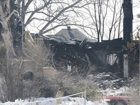 Fire destroys part of the building  of the former Saudi Arabian embassy, March 12, 2016.