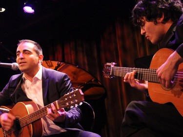 From left, CBC journalist Omar Dabaghi-Pacheco, accompanied by Daniel Ramjattan, proved himself a talented classical guitar player.