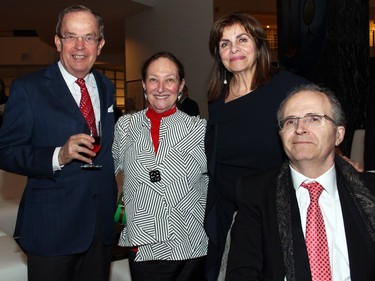 From left, George Anderson with Supreme Court Justice Rosalie Silberman Abella, Supreme Court Justice Andromache Karakatsanis and her husband, Tom Karvanis, at Ottawa City Hall on Tuesday, March 22, 2016, for the presentation of the Key to the City of Supreme Court of Canada Chief Justice Beverley McLachlin.