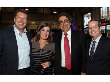 From left, lawyer Chris Spiteri with his  wife, Jane, and law partners Michael Crystal and John MacDonell, who was chief of staff to former Conservative cabinet minister Peter MacKay, at the fourth annual A Taste For Hope culinary event held inside the Horticulture Building at Lansdowne on Wednesday, March 30, 2016, in support of the Shepherds of Good Hope.