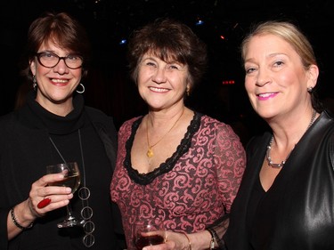 From left, sponsor Sheila Whyte, owner of Thyme & Again Creative Catering, with Brenda Leadlay, artistic and managing director of the Magnetic North Theatre Festival, and Catherine Lindquist at this year's Don't Quit Your Day Job fundraising show.