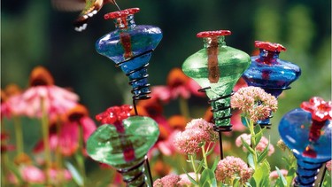 Glass hummingbird feeders at Lee Valley Tools.