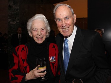 Grete Hale with Frank McArdle at Ottawa City Hall on Tuesday, March 22, 2016, following the presentation of the Key to the City to Supreme Court Chief Justice Beverley McLachlin.
