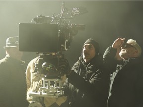 Karim Hussain at work on set filming Paul Gross's Hyena Road.