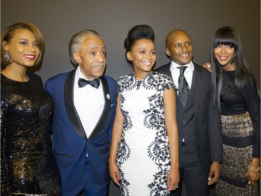 L-R: Aisha McShaw, Reverend Al Sharpton, Lindo Mandela, Zondwa Mandela and Naomi Campbell at the 2016 Black History Month Gala, held at the Museum of History in Gatineau, Saturday March 19, 2016.