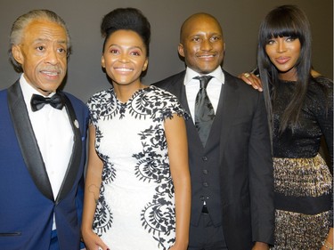 L-R: Reverend Al Sharpton, Lindo Mandela, Zondwa Mandela and Naomi Campbell at the 2016 Black History Month Gala, held at the Museum of History in Gatineau, Saturday March 19, 2016.