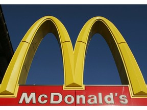 A "golden arches" sign for a McDonald's.