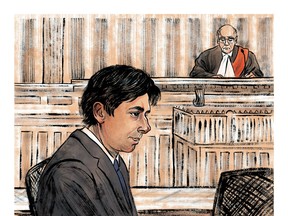 Sketch of Jian Ghomeshi in court, by Chloe Cushman.