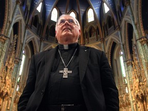 Archbishop Terrence Prendergast  in the Notre Dame Basilica in Ottawa, where Easter Services will be held all weekend.