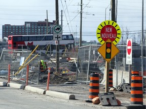 LRT construction on Tremblay Rd in Ottawa, March 21, 2016.