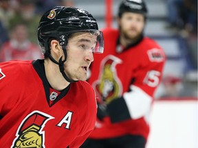 Mark Stone of the Ottawa Senators against the Washington Capitals during third period of NHL action at Canadian Tire Centre in Ottawa, March 22, 2016.