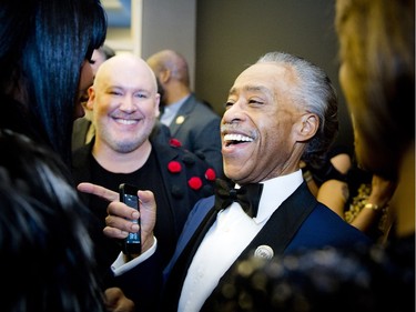 Naomi Campbell is greeted by Reverend Al Sharpton at the 2016 Black History Month Gala held at the Museum of History in Gatineau Saturday March 19, 2016.