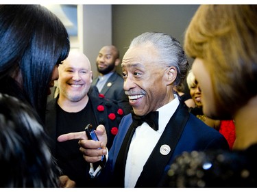 Naomi Campbell is greeted by Reverend Al Sharpton at the 2016 Black History Month Gala held at the Museum of History in Gatineau Saturday March 19, 2016.