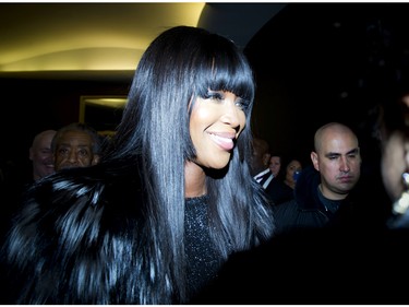 Naomi Campbell makes her way through the VIP reception at the 2016 Black History Month Gala held at the Museum of History in Gatineau Saturday March 19, 2016.