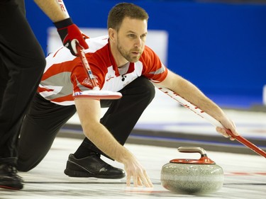 Newfoundland/Labrador's skip Brad Gushue during the gold medal game at the Tim Hortons Brier held at TD Place Arena Sunday March 13, 2016.