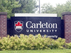 OTTAWA, ON:  JULY 24, 2009 - Carleton University entrance sign, on Colonel By Drive.