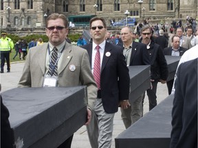 An anti-asbestos protest on Parliament Hill in 2010.