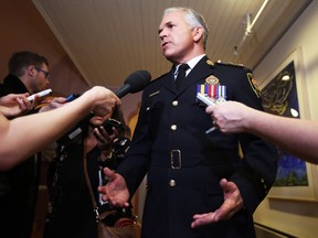Ottawa Police Service Chief Charles Bordeleau speaks with the media after a police board meeting at Ottawa City Hall on Monday, March 21, 2016.
