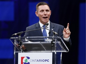Progressive Conservative Leader Patrick Brown delivers a speech at a convention in Ottawa on Saturday, March 5, 2016. He said the party cannot concede to the Liberals whole swaths of the Ontario electorate.