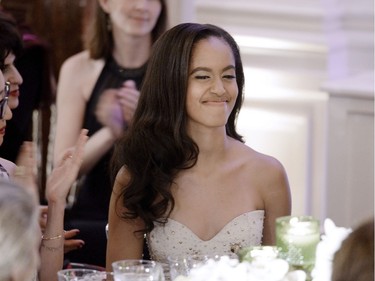 WASHINGTON, DC - MARCH 10: Malia Obama attends a State Dinner at the White House March 10, 2016 in Washington, D.C. Hosted by President and First Lady Obama, the dinner is in honor of Prime Minister Justin Trudeau and First Lady Sophie Gregoire Trudeau of Canada.