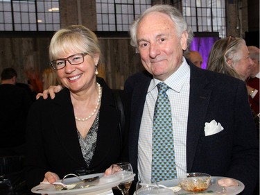 Robert Bourassa, former owner and executive chef of the legendary Cafe Henry Burger, with his wife, Liz Nowak, at A Taste For Hope culinary event for the Shepherds of Good Hope, held at the Horticulture Building at Lansdowne on Wednesday, March 30, 2016.