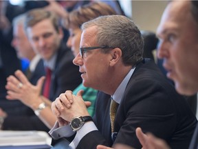 Saskatchewan Premier Brad Wall is seen at a news conference in Regina on Saturday, Jan. 23, 2016. From potash to pipelines, populist Saskatchewan Premier Brad Wall is preaching the new voice of Prairie conservatism.