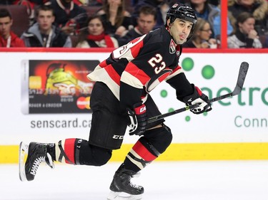 Scott Gomez skates up ice in the second period as the Ottawa Senators take on the Tampa Bay Lightning in NHL action at the Canadian Tire Centre in Ottawa.