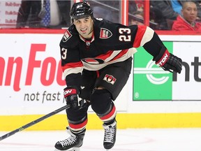 Scott Gomez skates up ice in the second period as the Ottawa Senators take on the Tampa Bay Lightning in NHL action at the Canadian Tire Centre in Ottawa.