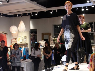 Shepherd's Elaine Charron took part in the store's shopping night and fashion show benefit held Tuesday, March 1, 2016.