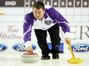 Skip Robert Smallwood of Team Yukon during the Brier practice at TD Place in Ottawa, March 03, 2016.