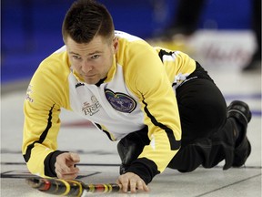 Team Manitoba skip, Mike McEwen is photographed during team practice for the 2016 Tim Horton's Brier at TD Place.