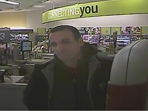 Security camera photo of suspect in theft of $2,000 worth of razor blades in Smiths Falls Mar. 22.