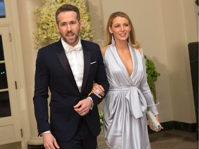 Actor Ryan Reynolds and Blake Lively arrive at a State Dinner in honor of Canadian Prime Minister Justin Trudeau at the White House in Washington on March 10, 2016.  /