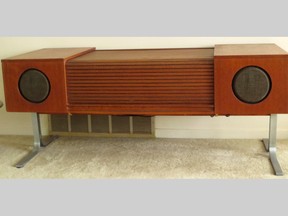 Mid-century modern collectors will clamour after an elusive piece like this teak stereo unit.