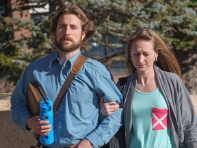 David Stephan and his wife Collet Stephan arrive at court in Lethbridge, Alta. on Thursday, March 10, 2016. A father who used naturopathic remedies to treat his toddler son before he died from bacterial meningitis four years ago was grilled by the Crown at his trial .