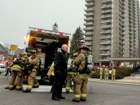 A fire on the 11th floor of a large condominium building at 195 Clearview (centre) caused a few streets to be closed nearby as more than a dozen emergency vehicles parked outside while many residents in two buildings were evacuated to the lobby or onto waiting OC Transpo buses as a precaution.